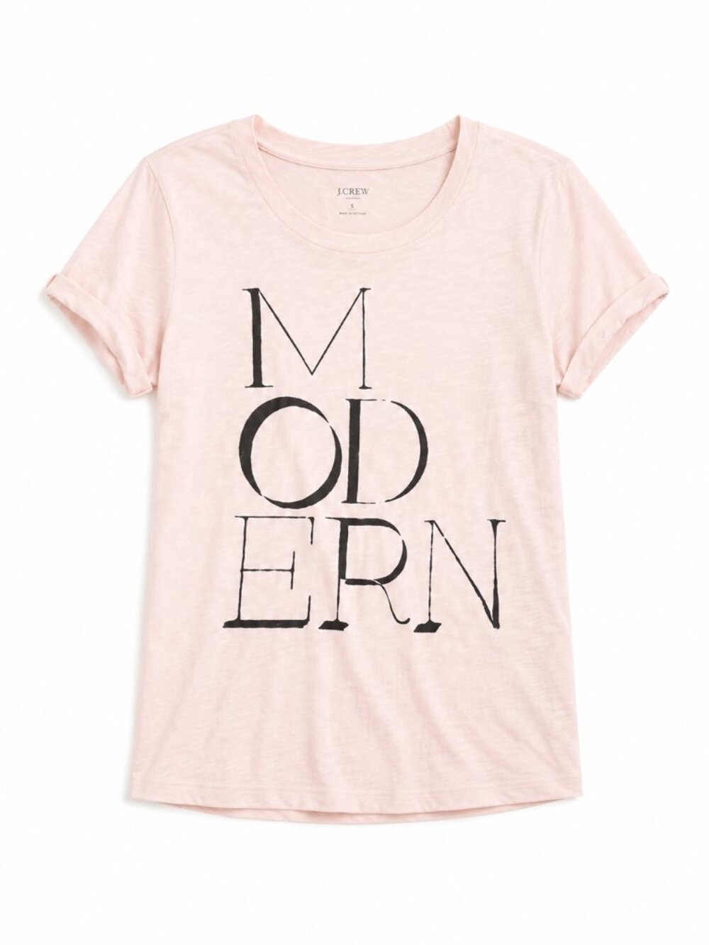 J.Crew Modern Graphic Tee | Blush Pink Graphic T-Shirt | Soft Cotton | Size S/M
